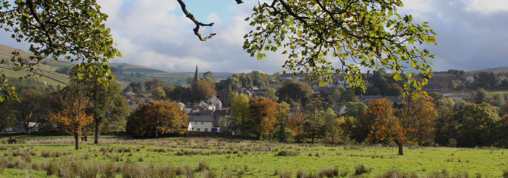 Het dorp Alston in Cumbria, Engeland