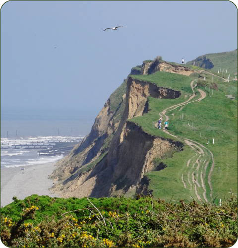 De kliffen van Sheringham in Norfolk, Engeland