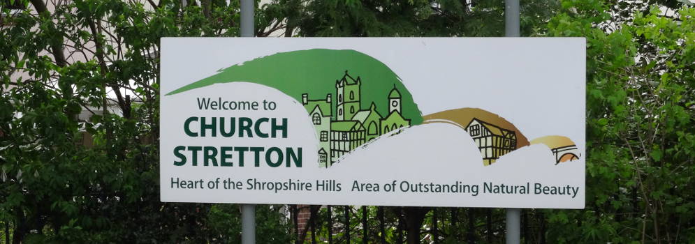 Het dorp Church Stretton in Shropshire, Engeland
