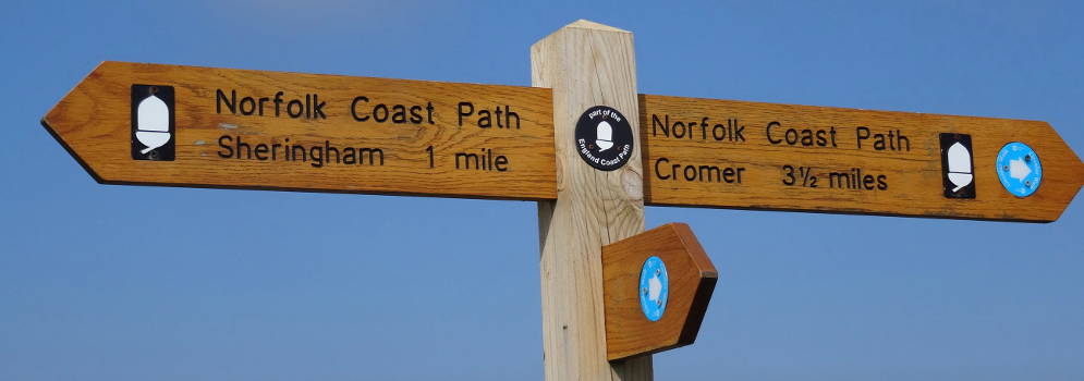 Het Norfolk Coast Path in East Runton, Engeland