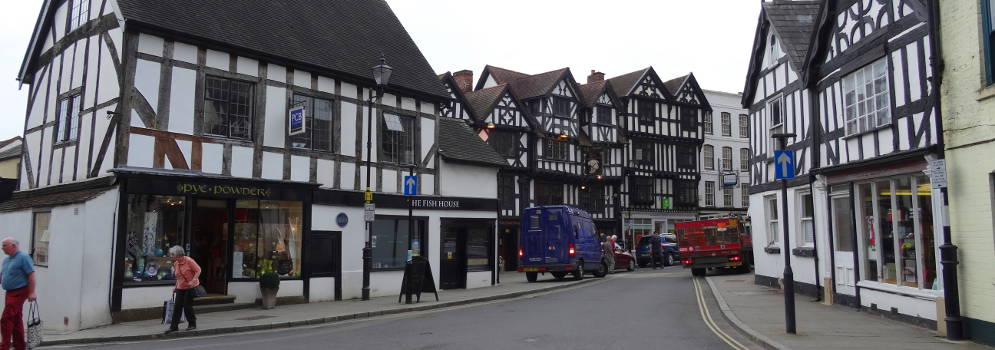 Het stadje Ludlow in Shropshire, Engeland