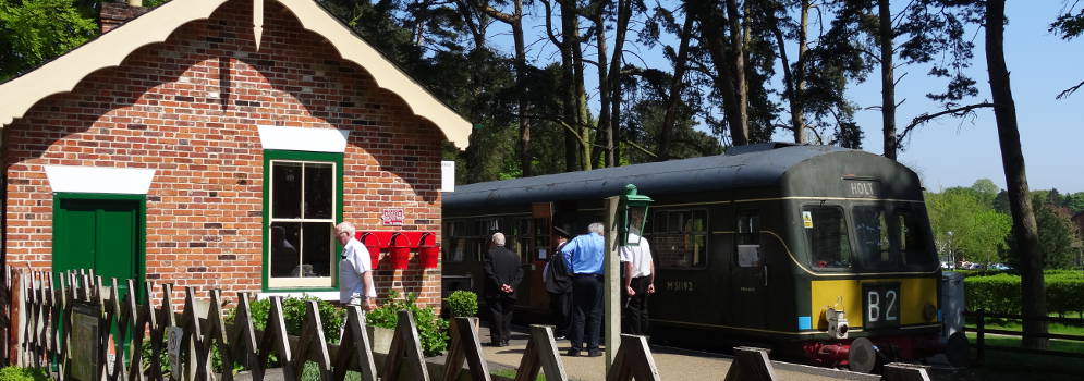 Station van de North Norfolk Railway in Holt, Engeland