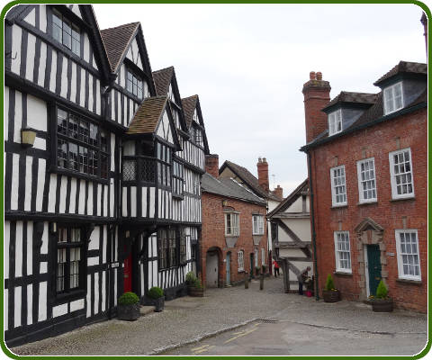 Middeleeuws straatje in Ledbury, Engeland
